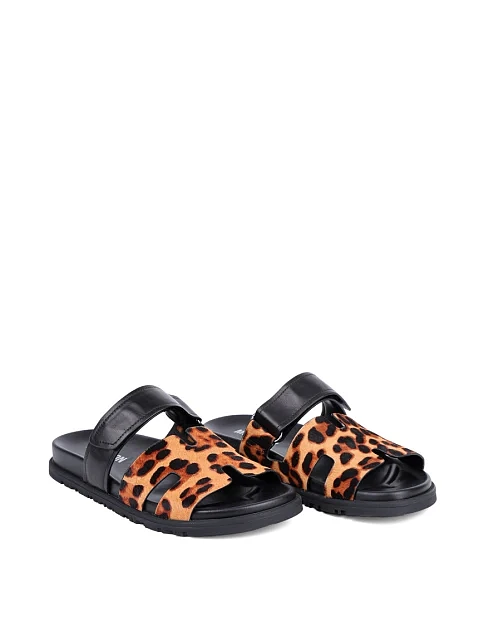 Женские шлепанцы MIRATON кожаные черные - фото 3 - Miraton