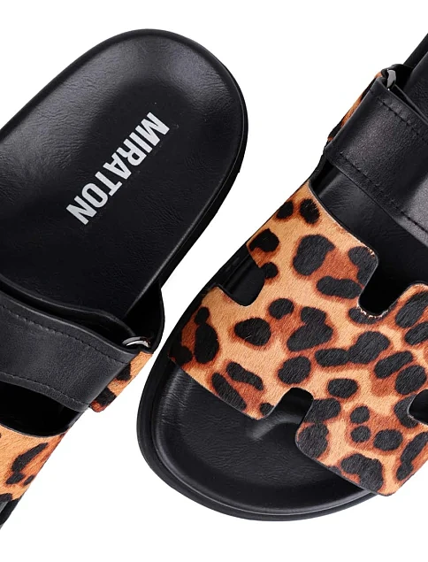 Женские шлепанцы MIRATON кожаные черные - фото 5 - Miraton