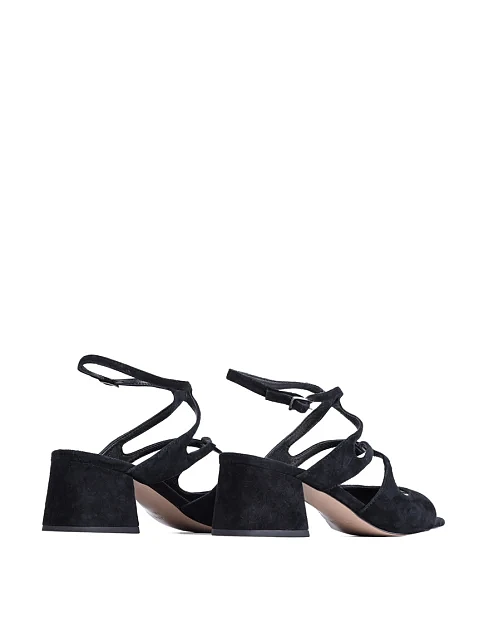 Женские босоножки Attizzare велюровые черные - фото 4 - Miraton