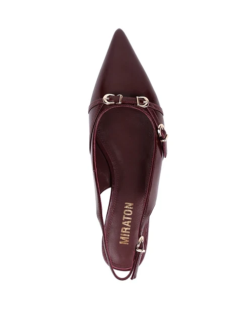Женские балетки MIRATON кожаные бордовые - фото 2 - Miraton