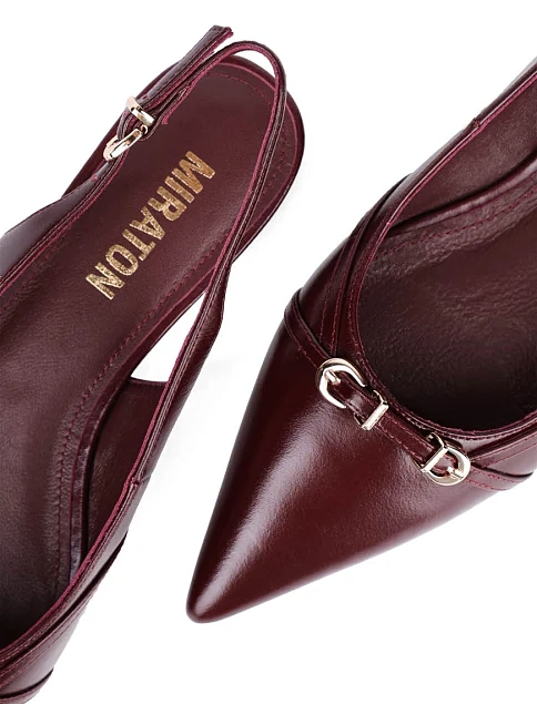 Женские балетки MIRATON кожаные бордовые - фото 5 - Miraton
