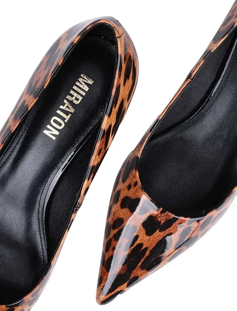 Женские туфли лодочки MIRATON лаковые леопардовые - фото 5 - Miraton