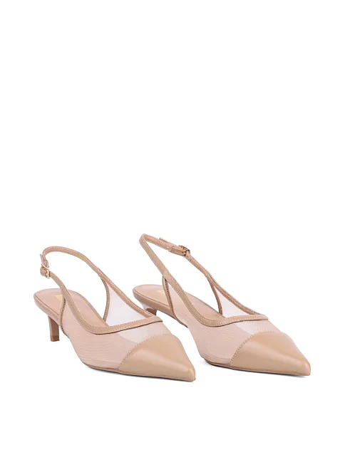 Жіночі туфлі слінгбеки MIRATON шкіряні бежеві - фото 3 - Miraton