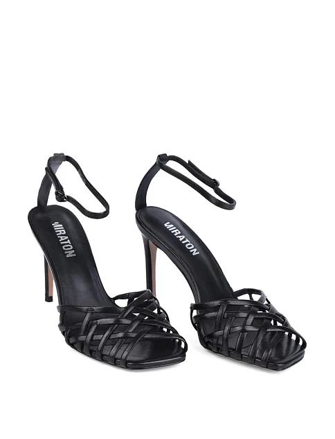 Женские босоножки MIRATON кожаные черные - фото 3 - Miraton