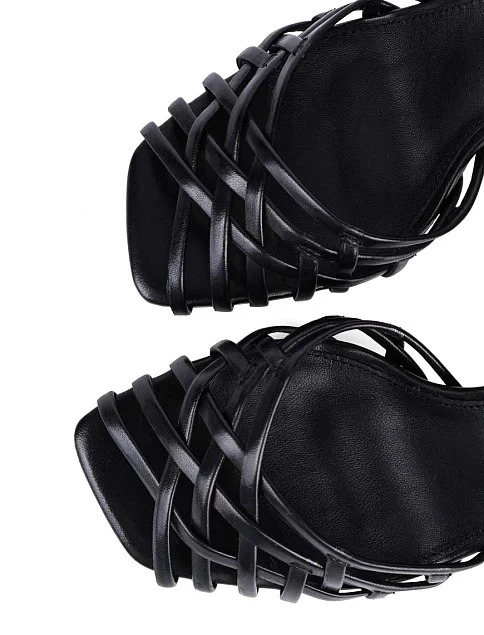 Женские босоножки MIRATON кожаные черные - фото 5 - Miraton