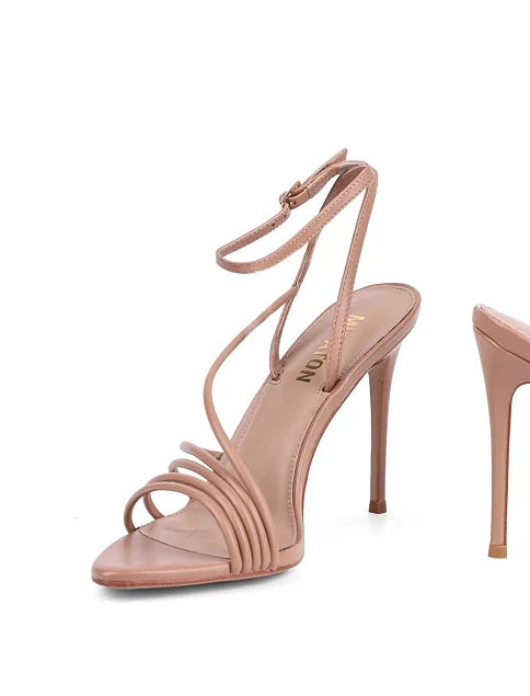 Женские босоножки MIRATON кожаные бежевые - фото 2 - Miraton