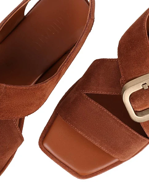 Женские сандалии MIRATON велюровые коричневые - фото 5 - Miraton