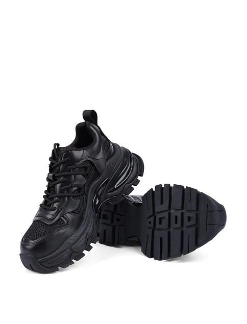 Женские кроссовки MIRATON кожаные черные - фото 2 - Miraton