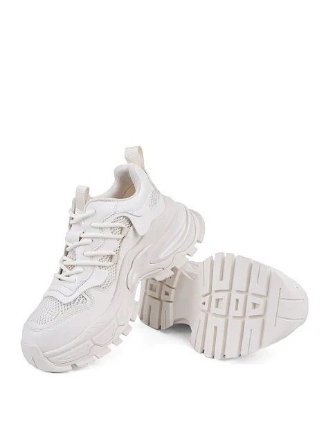 Женские кроссовки MIRATON кожаные рисового цвета - фото 2 - Miraton