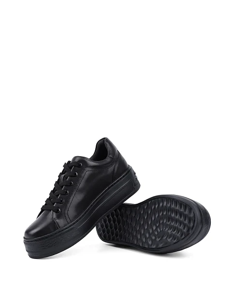 Женские кеды MIRATON кожаные черные - фото 2 - Miraton