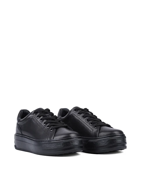 Женские кеды MIRATON кожаные черные - фото 3 - Miraton