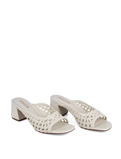 Женские сабо MIRATON кожаные рисового цвета - фото 3 - Miraton