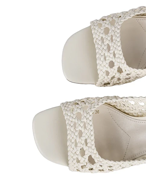 Женские сабо MIRATON кожаные рисового цвета - фото 5 - Miraton