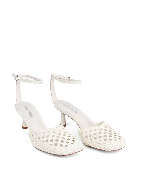 Женские босоножки MIRATON кожаные рисового цвета - фото 4 - Miraton