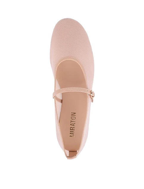 Женские балетки MIRATON из сетки бежевые - фото 3 - Miraton