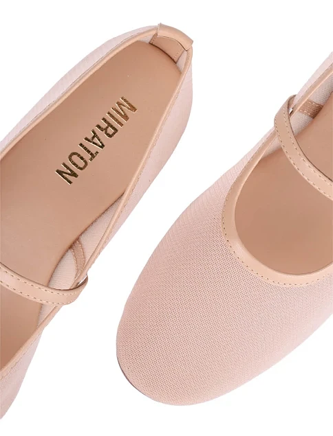 Женские балетки MIRATON из сетки бежевые - фото 6 - Miraton