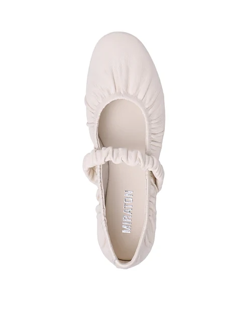 Женские балетки MIRATON кожаные рисового цвета - фото 2 - Miraton