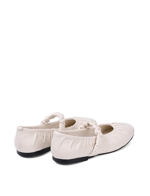 Женские балетки MIRATON кожаные рисового цвета - фото 4 - Miraton