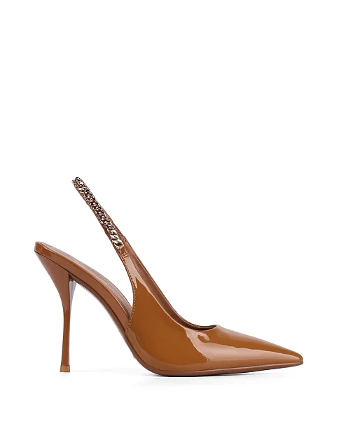 Женские туфли слингбеки MiaMay лаковые бежевые - фото 1 - Miraton