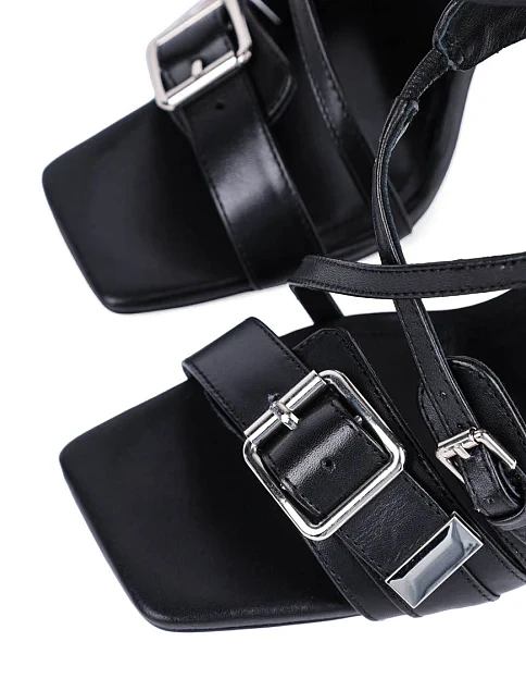 Женские босоножки MIRATON кожаные черные - фото 4 - Miraton