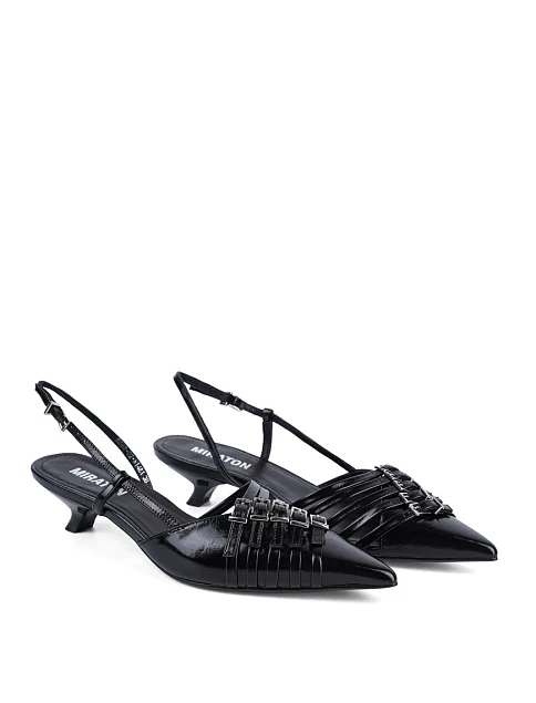 Женские туфли MIRATON кожаные черные - фото 4 - Miraton