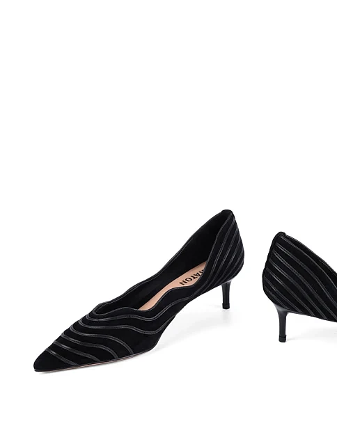 Женские туфли лодочки MIRATON велюровые черные - фото 2 - Miraton