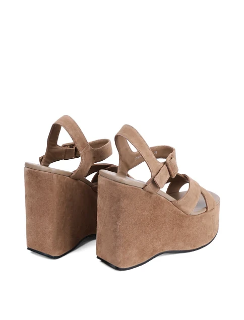 Женские босоножки MIRATON велюровые бежевые - фото 4 - Miraton