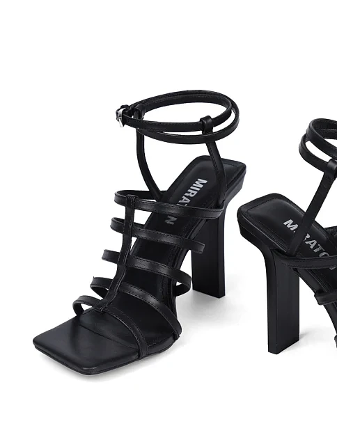 Женские босоножки MIRATON кожаные черные - фото 3 - Miraton