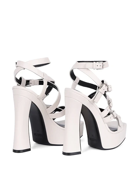 Женские босоножки MIRATON кожаные белые - фото 5 - Miraton