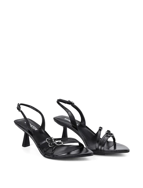 Женские босоножки MIRATON кожаные черные - фото 3 - Miraton