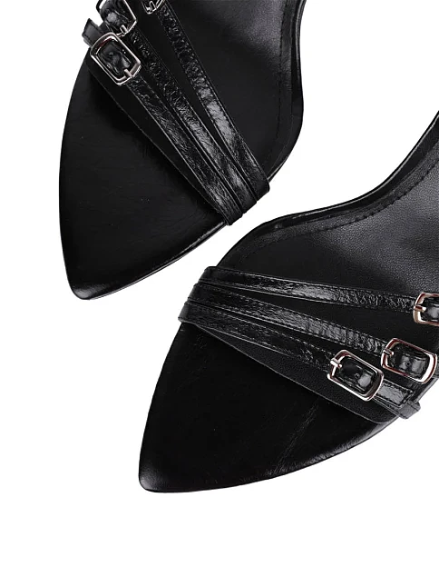 Женские босоножки MIRATON кожаные черные - фото 5 - Miraton