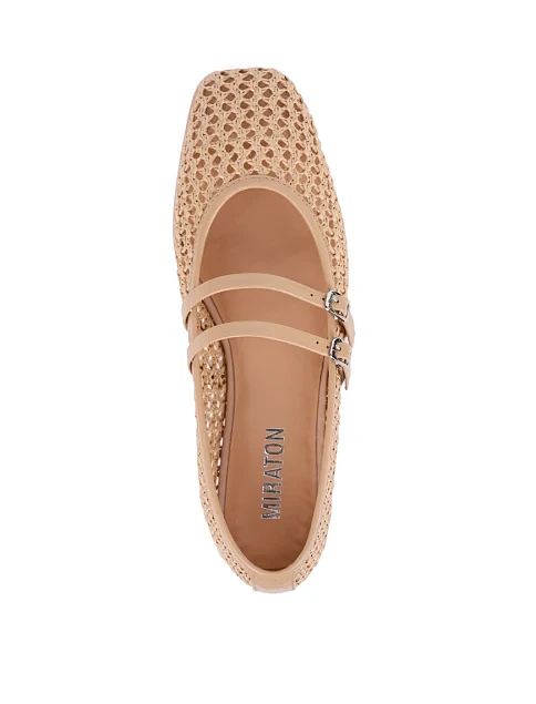 Женские балетки MIRATON кожаные бежевые - фото 3 - Miraton