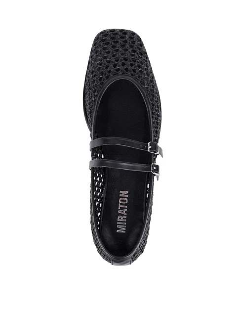 Женские балетки MIRATON кожаные черные - фото 2 - Miraton