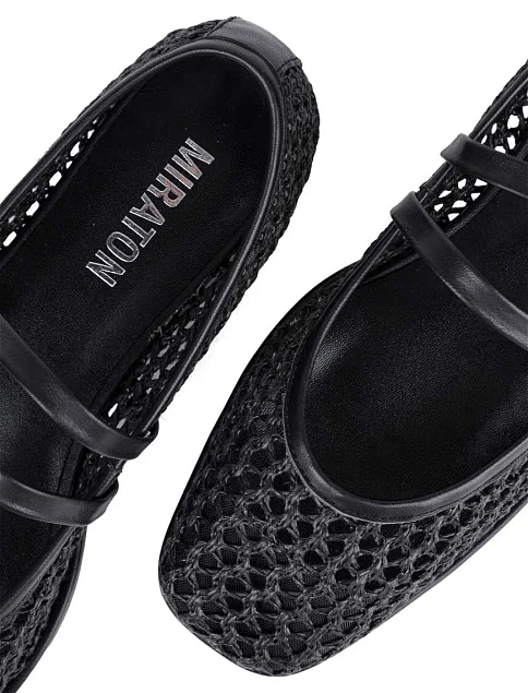 Женские балетки MIRATON кожаные черные - фото 5 - Miraton