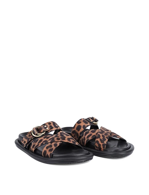 Женские шлепанцы MIRATON велюровые леопардовые - фото 3 - Miraton