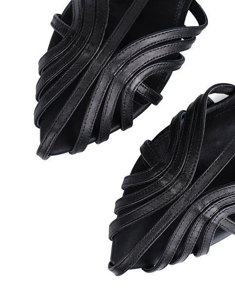 Женские сандалии MIRATON кожаные черные - фото 5 - Miraton