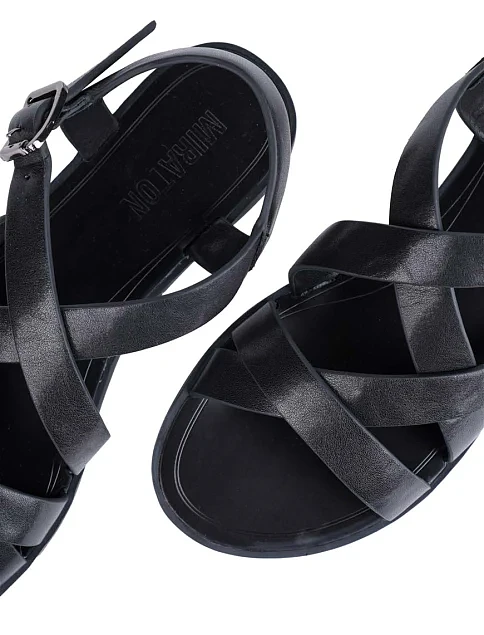 Женские сандалии MIRATON кожаные черные - фото 5 - Miraton