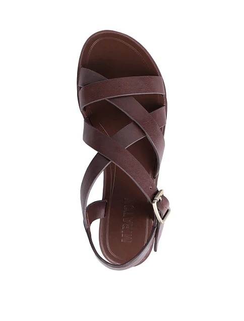Женские сандалии MIRATON кожаные коричневые - фото 2 - Miraton