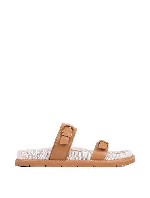 Женские шлепанцы MIRATON кожаные коричневые - фото 1 - Miraton