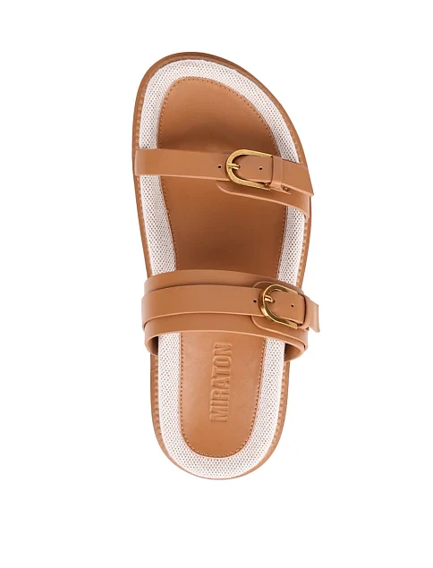 Женские шлепанцы MIRATON кожаные коричневые - фото 2 - Miraton