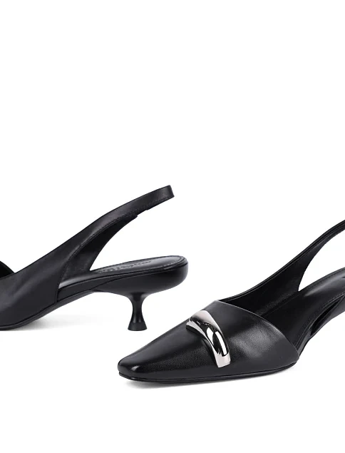 Женские туфли слингбеки MIRATON кожаные черные - фото 2 - Miraton