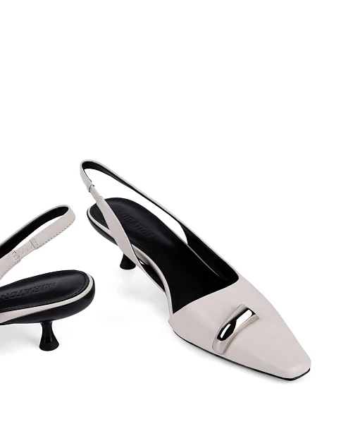 Женские туфли слингбеки MIRATON кожаные рисового цвета - фото 3 - Miraton