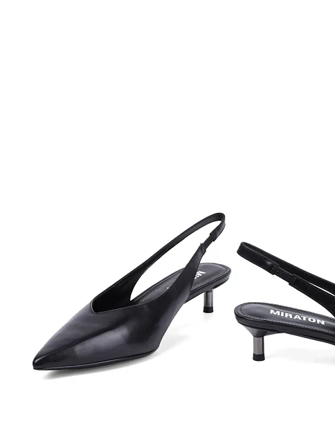 Женские туфли слингбеки MIRATON кожаные черные - фото 2 - Miraton