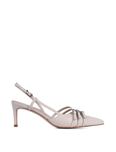 Женские туфли слингбеки MIRATON кожаные рисового цвета - фото 1 - Miraton