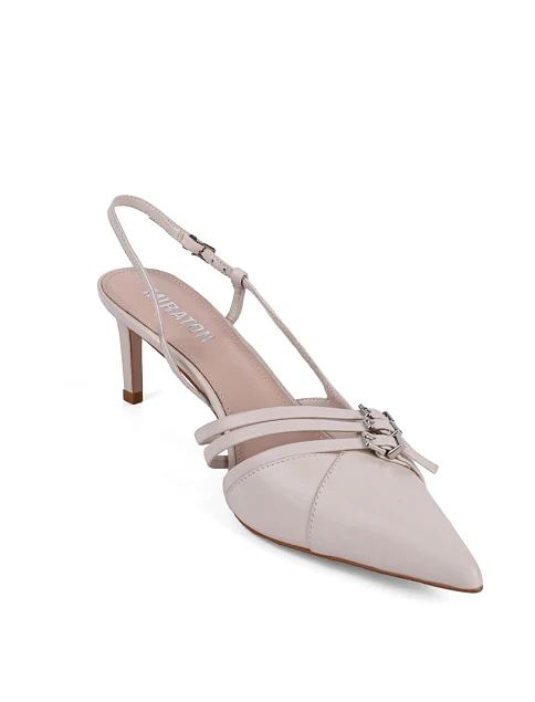 Женские туфли слингбеки MIRATON кожаные рисового цвета - фото 3 - Miraton