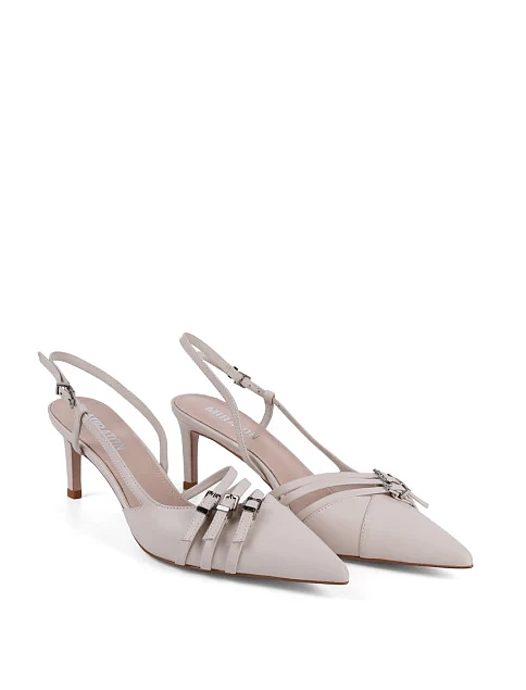 Женские туфли слингбеки MIRATON кожаные рисового цвета - фото 4 - Miraton