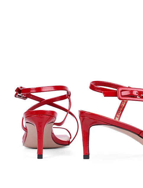 Женские босоножки MIRATON кожаные красные - фото 3 - Miraton