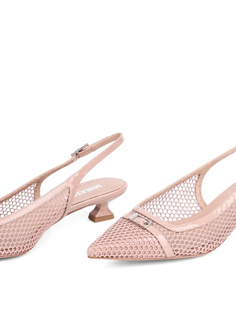 Женские туфли слингбеки MIRATON лаковые бежевые - фото 2 - Miraton