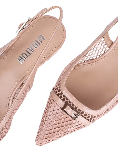 Женские туфли слингбеки MIRATON лаковые бежевые - фото 5 - Miraton