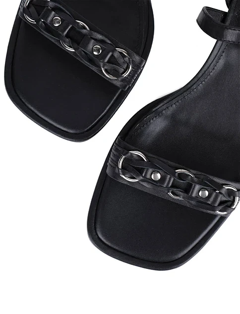 Жіночі босоніжки Attizzare шкіряні чорні - фото 5 - Miraton